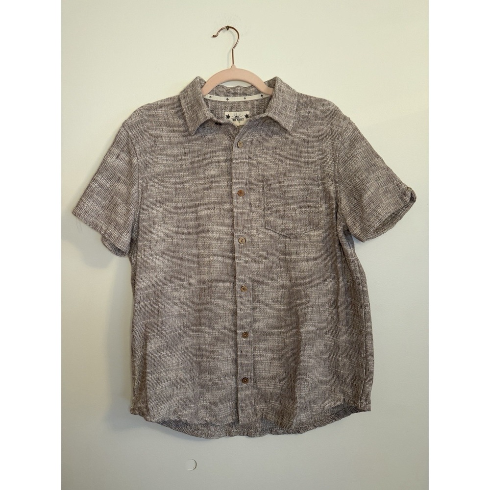 Free Planet Men's Size M Short Sleeve Button Down Shirt Textured Tri-Blend